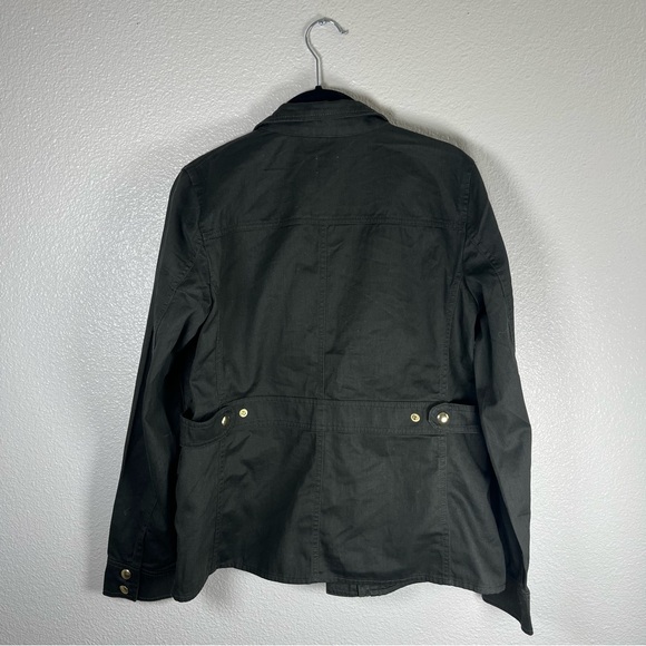 J. Crew Resin Coated Field Utility Jacket Olive with Brass Buttons Women’s SM - Picture 9 of 11